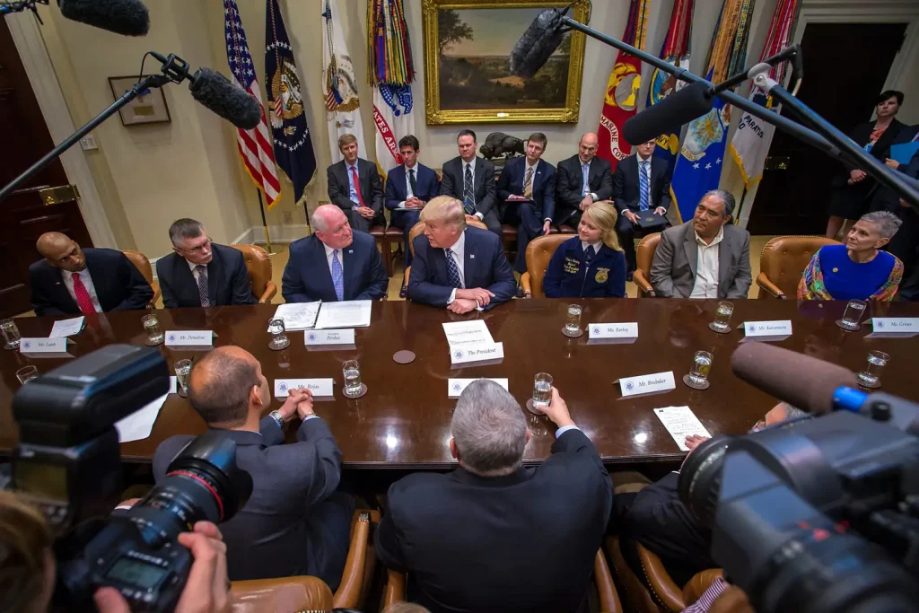 Agriculture Secretary Sonny Perdue attends a Farmer's Roundtable where President Donald Trump signed the Executive Order Promoting Agriculture and Rural Prosperity in America on April 25