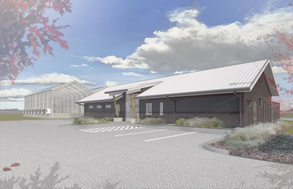 A rendering of the new Automated Precision Phenotyping Greenhouse at Texas A&M University. The project is being led by Texas A&M AgriLife Research and the College of Agriculture and Life Sciences.