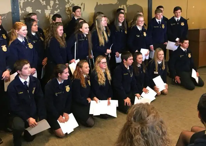 FFA grant recipients are shown attending a reception held during the National Western Stock Show.