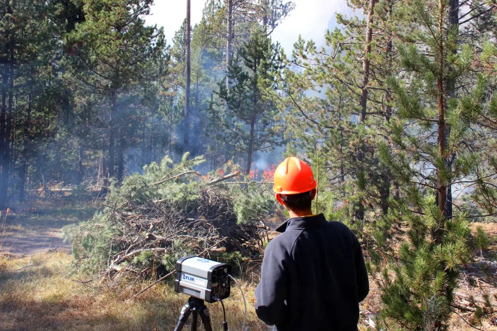 Ember research at a controlled burn by the Nature Conservancy at Sycan Marsh in Oregon.