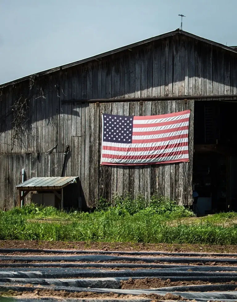 The American flag is displayed on Bigg Riggs farm owned by U.S. Marine Corps (USMC) veteran Calvin Riggleman in Hampshire County