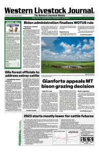 Western Livestock Journal cover, January 09, 2023
