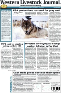 Western Livestock Journal cover, February 21, 2022