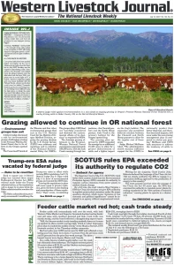Western Livestock Journal cover, July 18, 2022