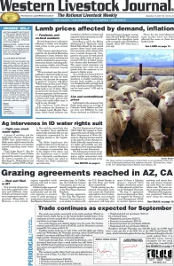 Western Livestock Journal cover, September 19, 2022