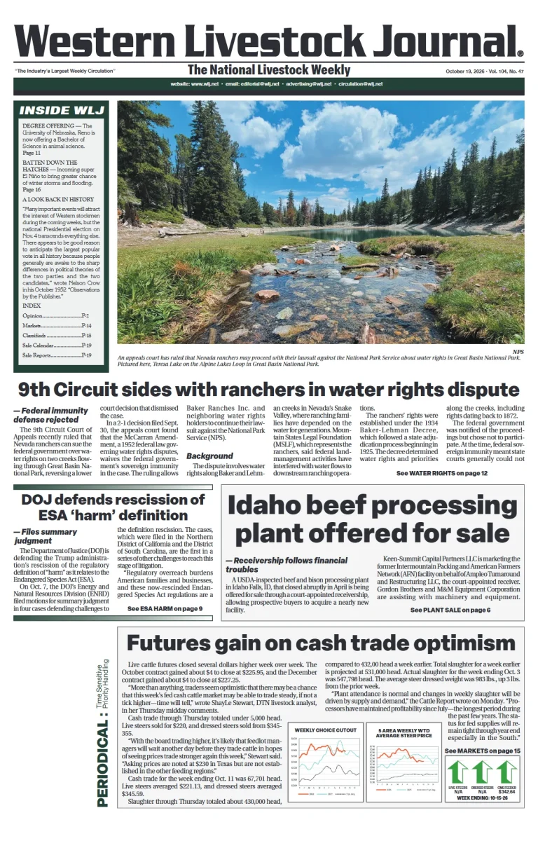 Western Livestock Journal cover, October 19, 2026