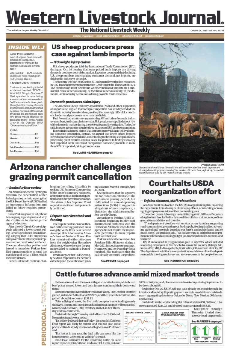 Western Livestock Journal cover, October 26, 2026