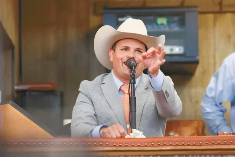 Will Epperly competing at the 2022 World Livestock Auctioneer Championship in Shipshewana