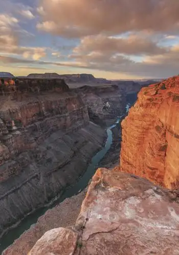 Colorado river runs through the depth of Grand Canyon